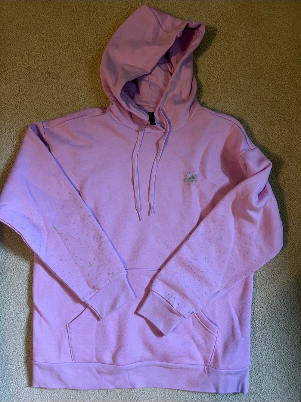 Pink Star-Accent Hoodie Sweatshirt